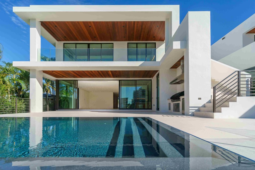 Luxury modern home with timber ceilings and an infinity pool
